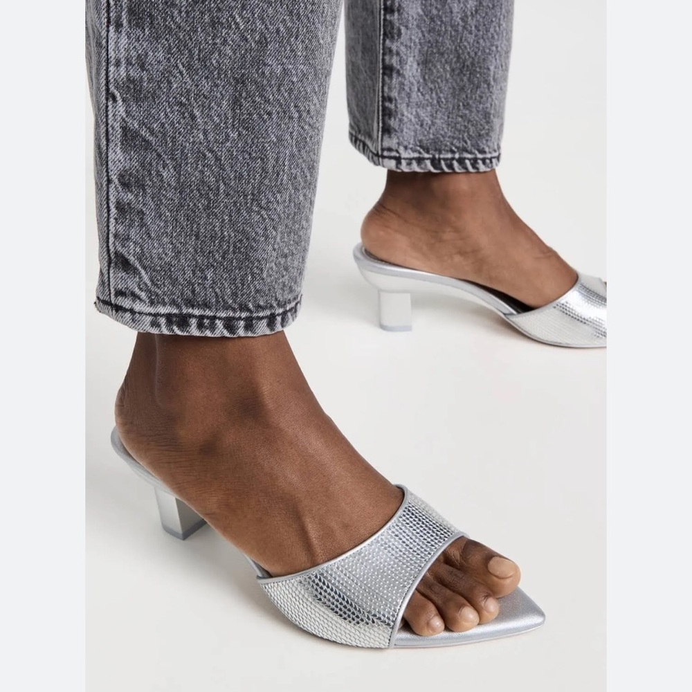 Phillip Lim Silver Verona Mules Size 39